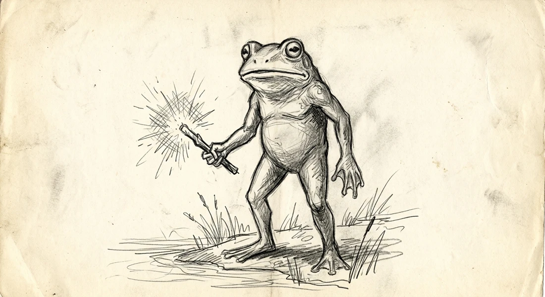 Eyewitness-style sketch of a Loveland Frogman