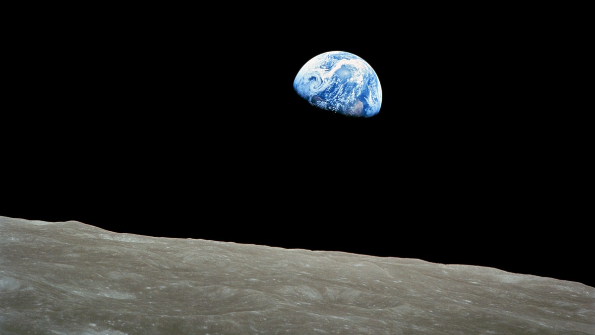 The original Earthrise photograph taken by astronaut William Anders on Apollo 8, 24 December 1968