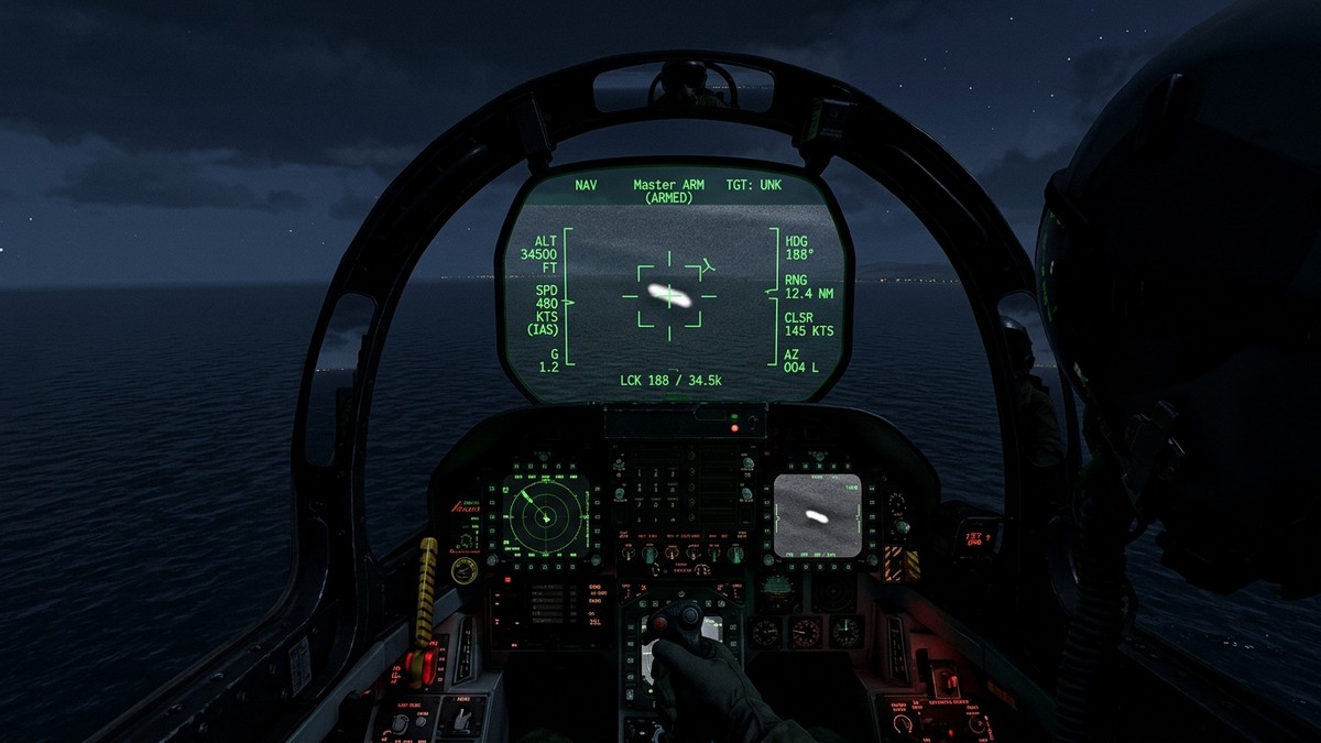 Military sensor display showing an unidentified object tracked by infrared cameras