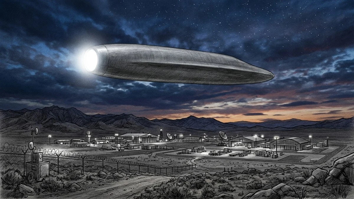 Composite sketch recreation of an anomalous sighting reported in the southeastern United States in 2023