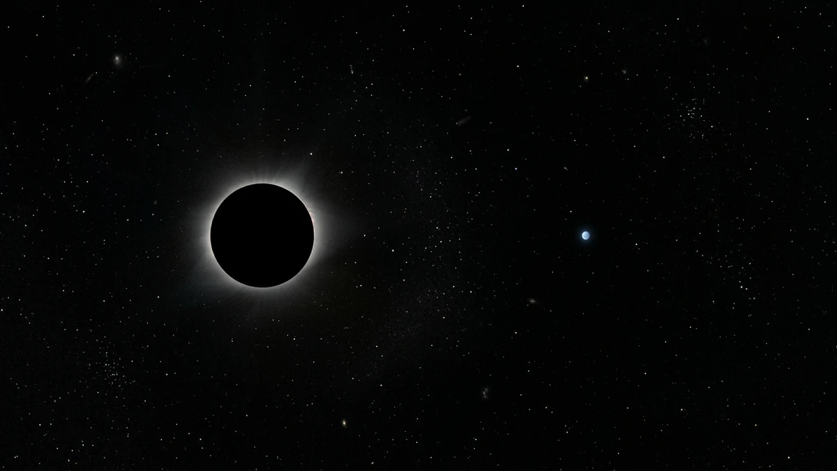 Concept image of a pale blue Earth-like planet as a faint dot beside a masked star, as a future space telescope might photograph it