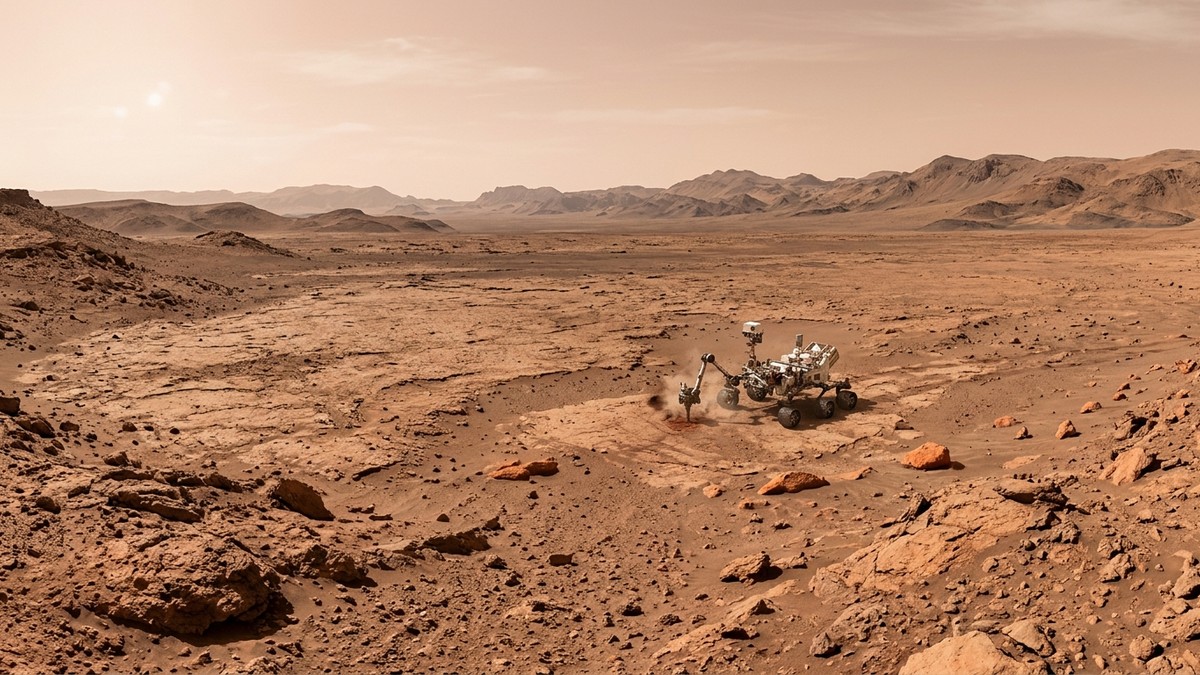 Mars surface with the Rosalind Franklin landing site at Oxia Planum