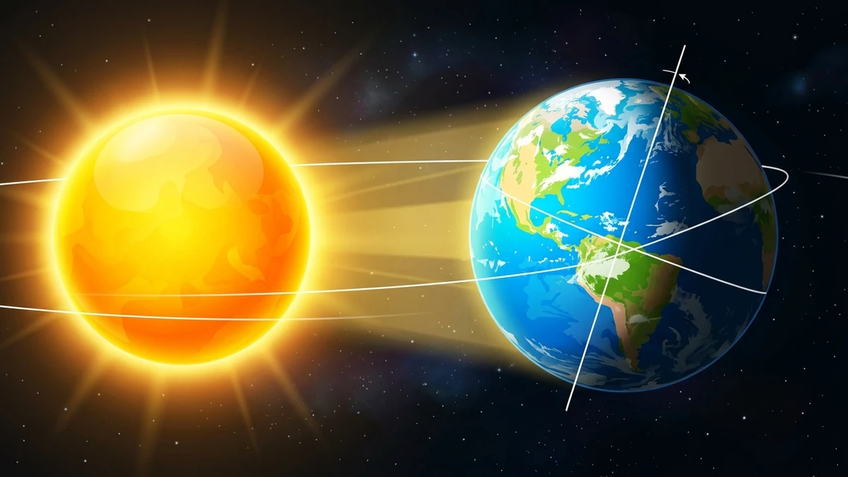 Diagram of Earth's 23.4 degree axial tilt showing the Northern Hemisphere leaning toward the Sun at the June solstice