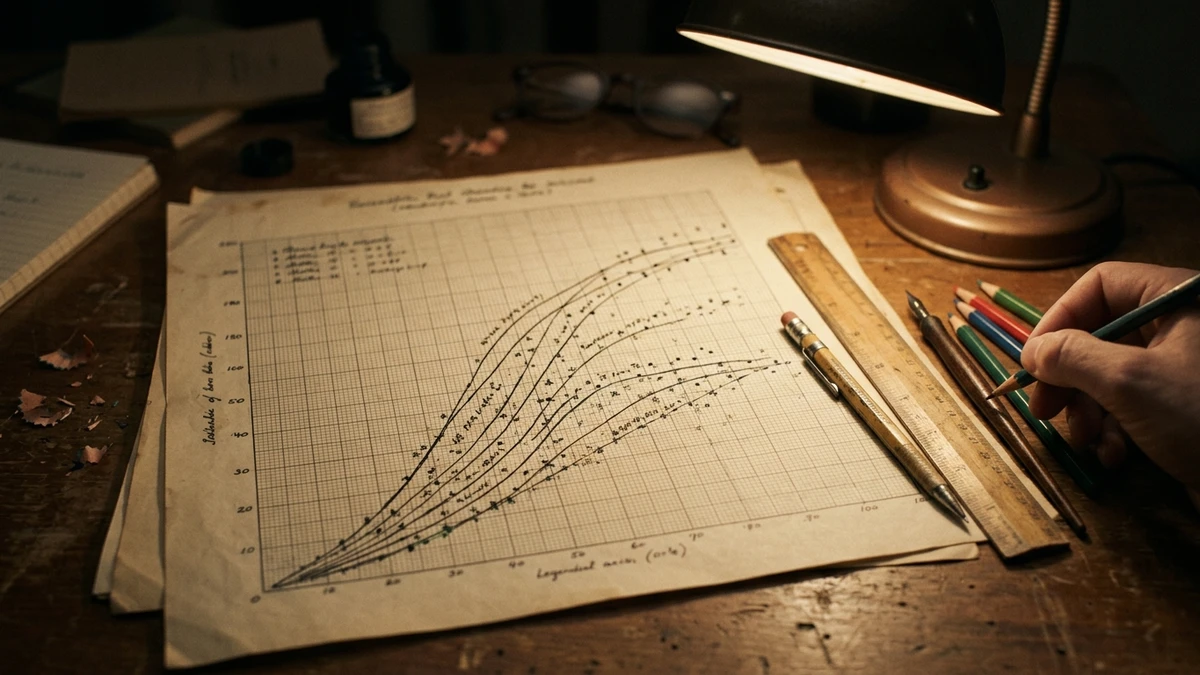 A hand-drawn 1940s style chart plotting sighting frequency against planetary approach curves