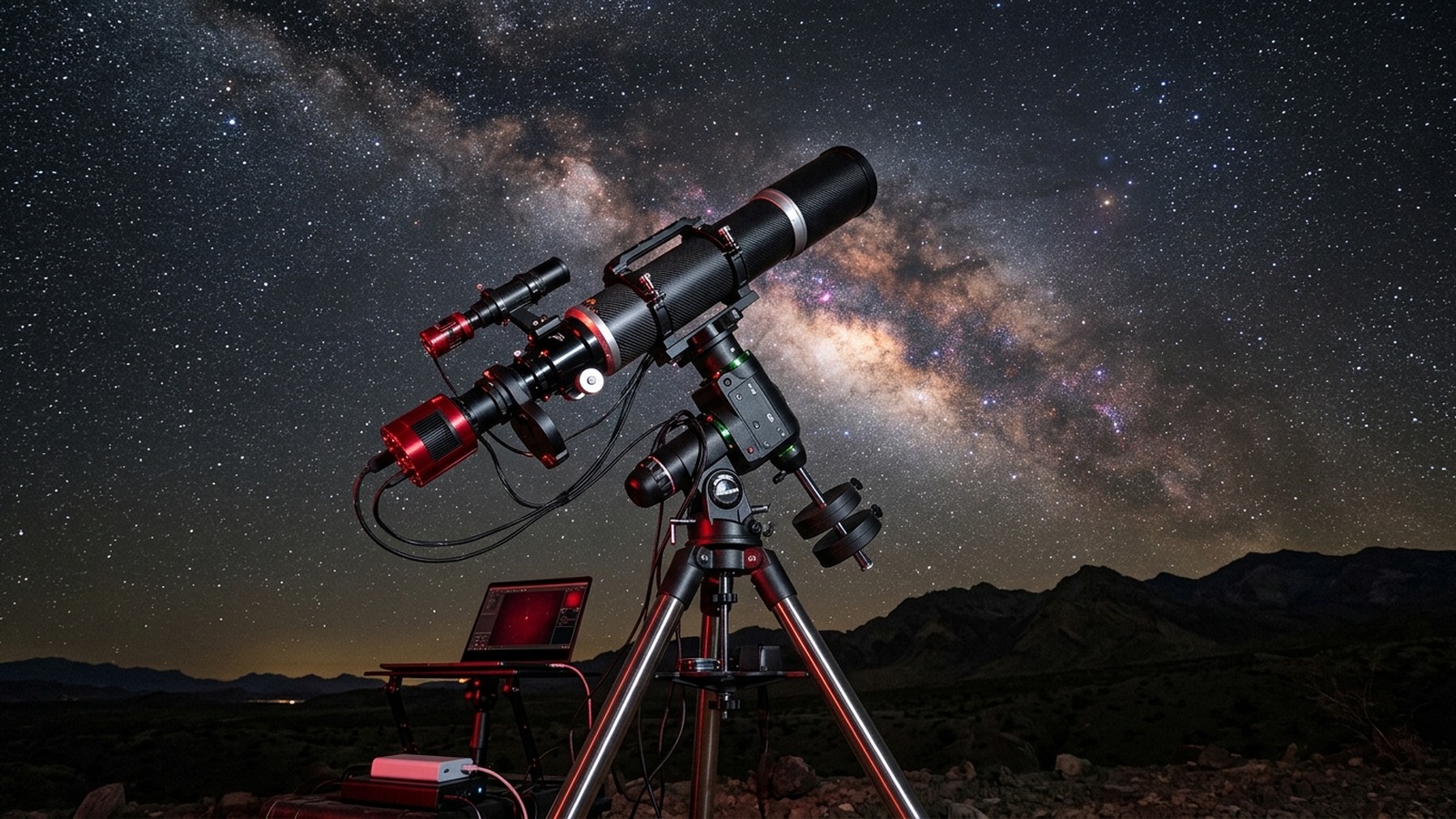 Professional apochromatic refractor telescope on equatorial mount at a dark-sky site