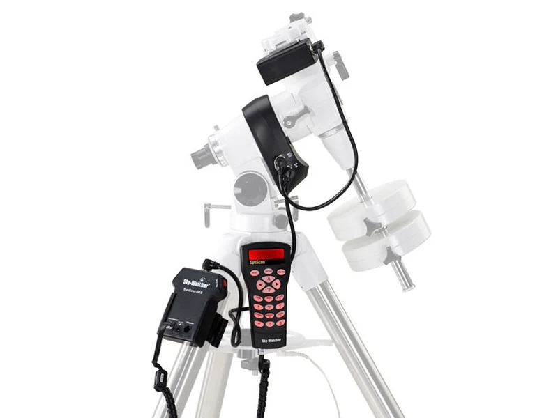 Sky-Watcher SynScan Pro GoTo upgrade kit fitted to an EQ5 mount, with hand controller and motor control box