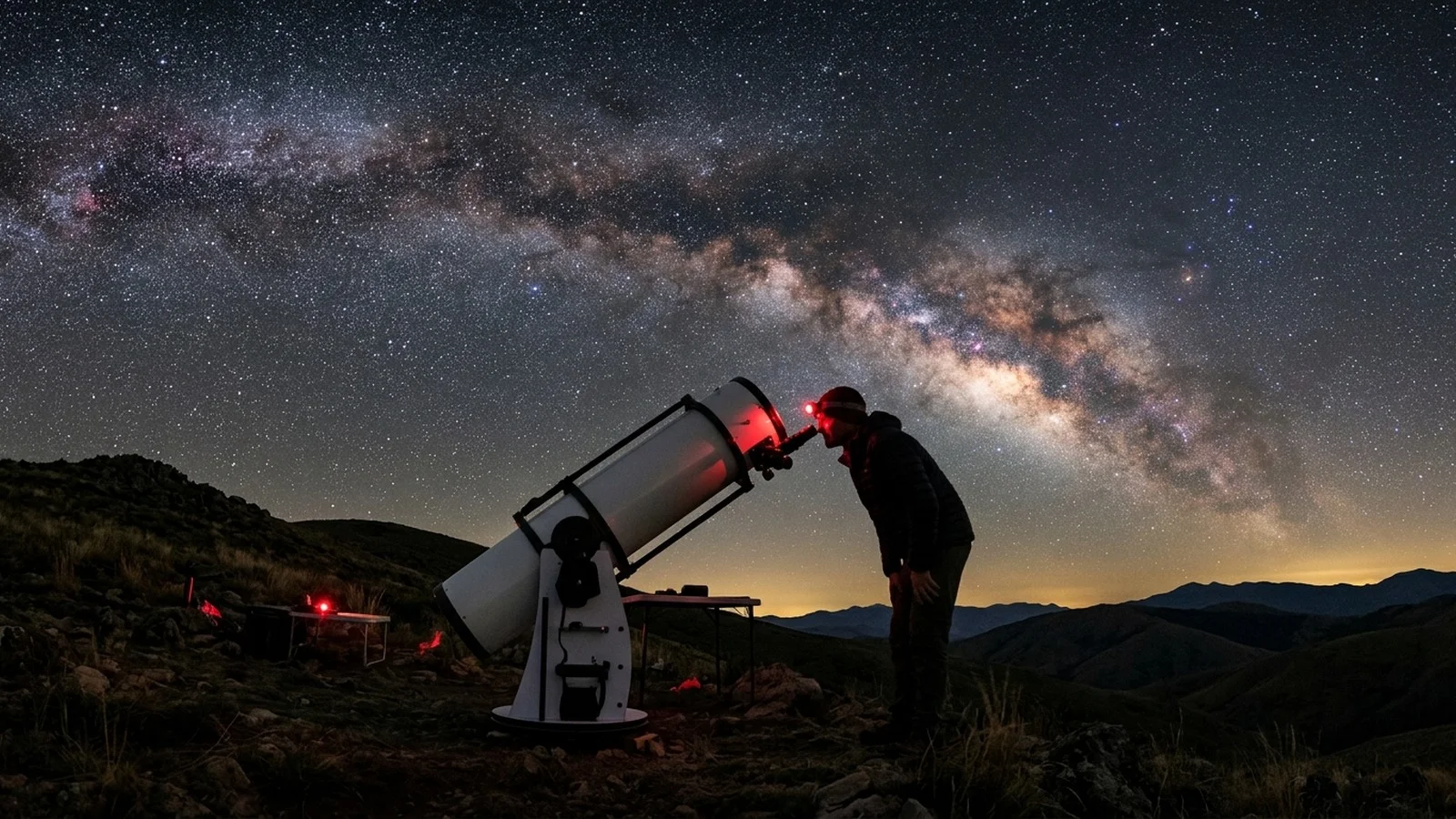 Skywatcher Skyliner 300P FlexTube GOTO Dobsonian under a starry night sky