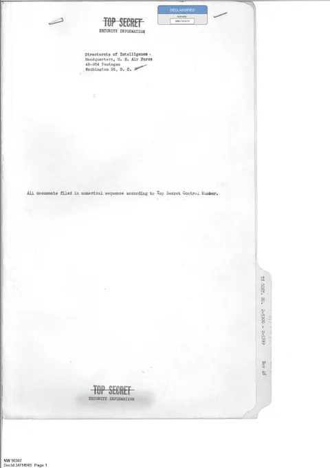 Declassified Top Secret document from the U.S. Air Force Directorate of Intelligence.