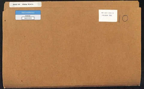 A file folder with labels for "Flying Objects" and "DECLARED".