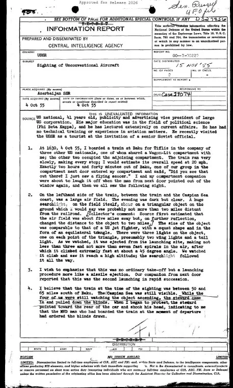 An Information Report about an aircraft sighting.