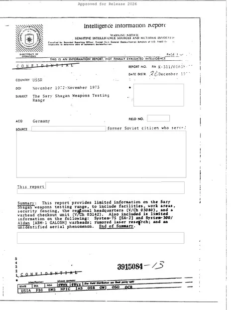 A CIA report about a UAP sighting in the USSR.