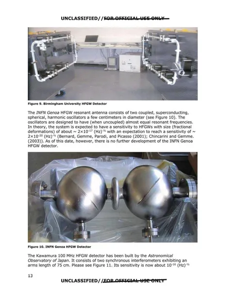 Two images of devices designed to detect high-frequency gravity waves.