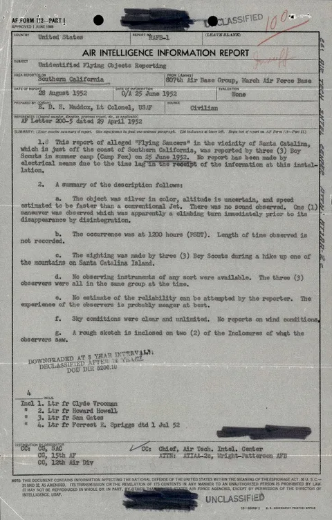 Scanned page of a report.