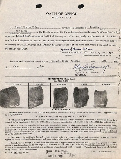 A document with body text, signatures, and fingerprints.
