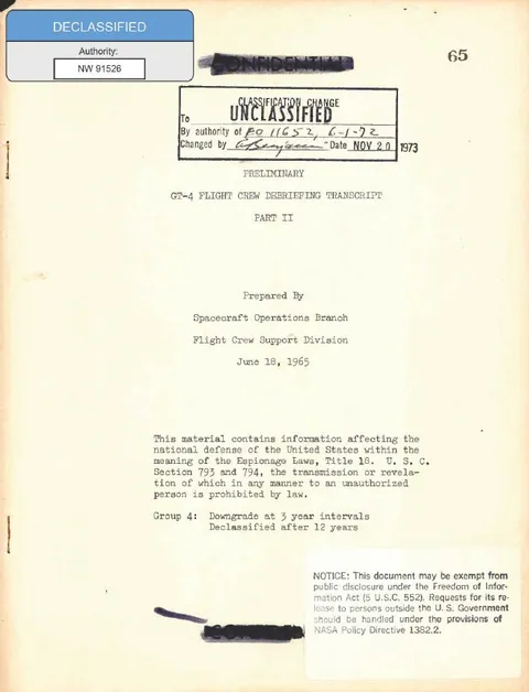 Document titled "GT-4 FLIGHT CREW DEBRIEFING TRANSCRIPT PART II".