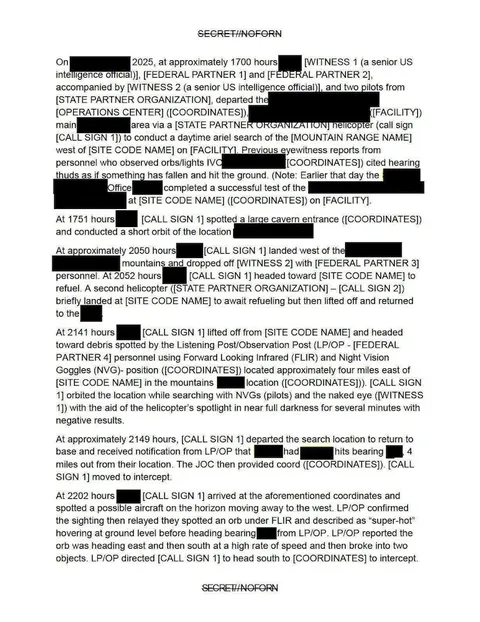 Heavily redacted event log.
