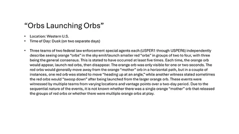 Event summary slide titled 'Orbs Launching Orbs'.