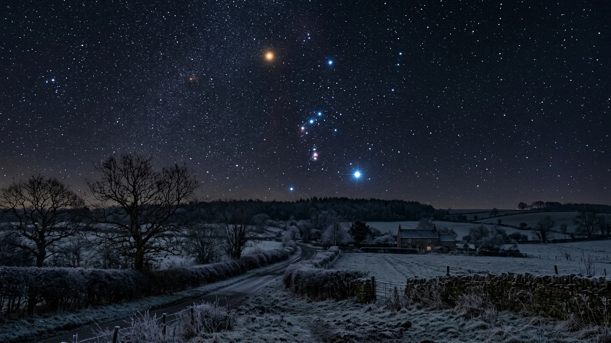 Orion constellation visible in the winter night sky